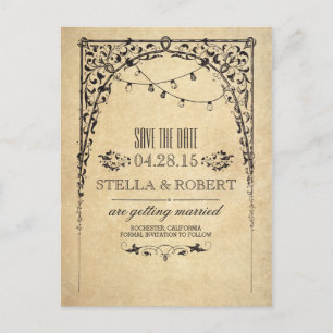 Vintage string ljus spara datum meddelande vykort
