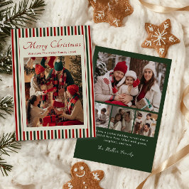 Vintage Stripe Family Photo Christmas Holiday Card Julkort