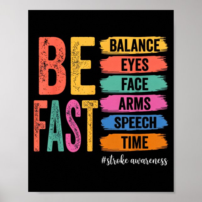Vintage Stroke Awareness Var Snabbt Sjukvårdsarbet Poster (Framsidan)
