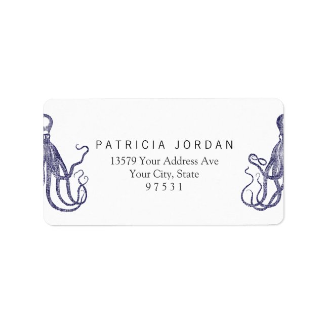 Vintage strukturerad bläckfisk adressetikett (Framsidan)