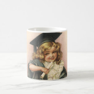 Vintage Studenten, flicka som hade en karta och en Kaffemugg