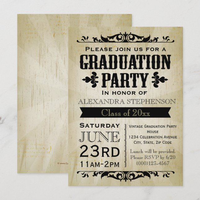 Vintage-Studentfest--inbjudan Inbjudningar (Fram/baksida)