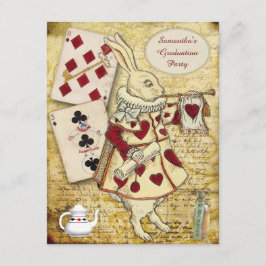 Vintage Studentfest Wonderland Rabbit Inbjudningar
