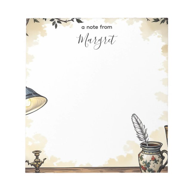 Vintage Study Corner Personalized Anteckningsblock (Framsida)