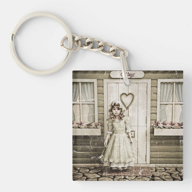 Vintage stugflicka Shabby Chic konst (Framsidan)