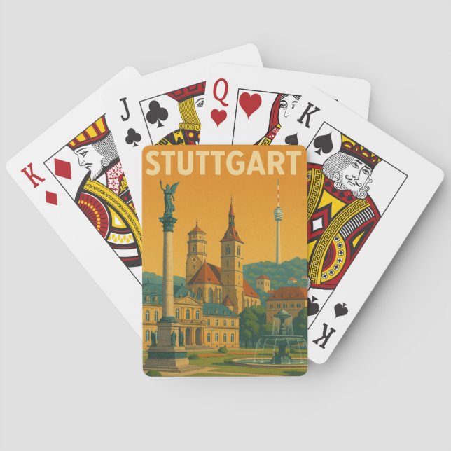 Vintage Stuttgart Tyskland Landmarks Casinokort (Baksidan)