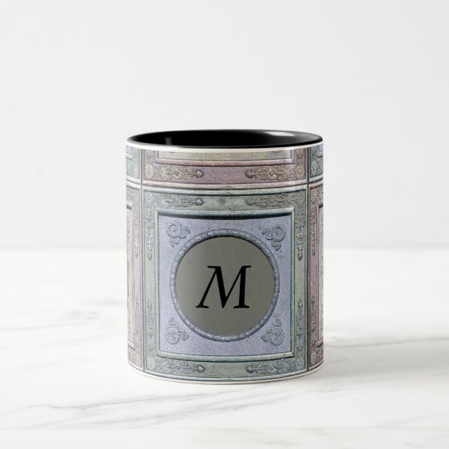 Vintage Styld Ram Damask Monogrammed Mugg 3 (Center)