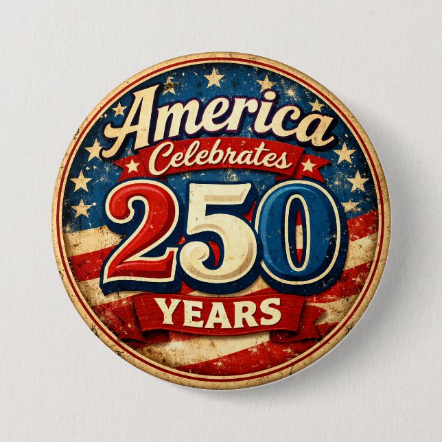 Vintage-Style America's 250th Birthday Button Knapp (Framsida)