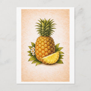 Vintage-Style Ananas Botanisk Illustration Vykort