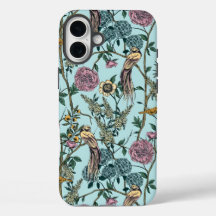 Vintage-style blue color botanical pattern 