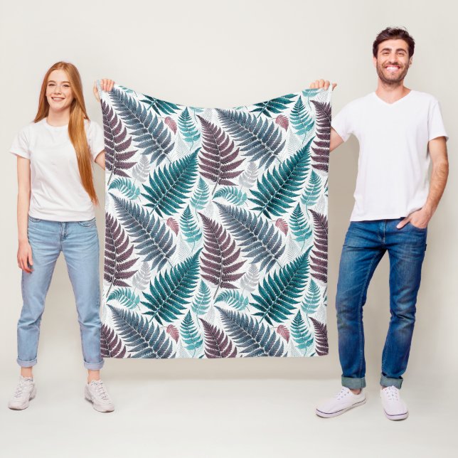 Vintage-style botanical fern leaves fleecefilt (På plats)