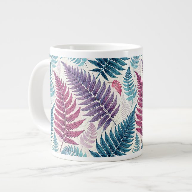 Vintage-style botanical fern leaves jumbo mugg (Framsida vänster)