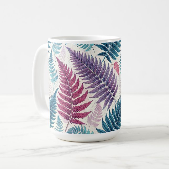 Vintage-style botanical fern leaves kaffemugg (Framsida vänster)