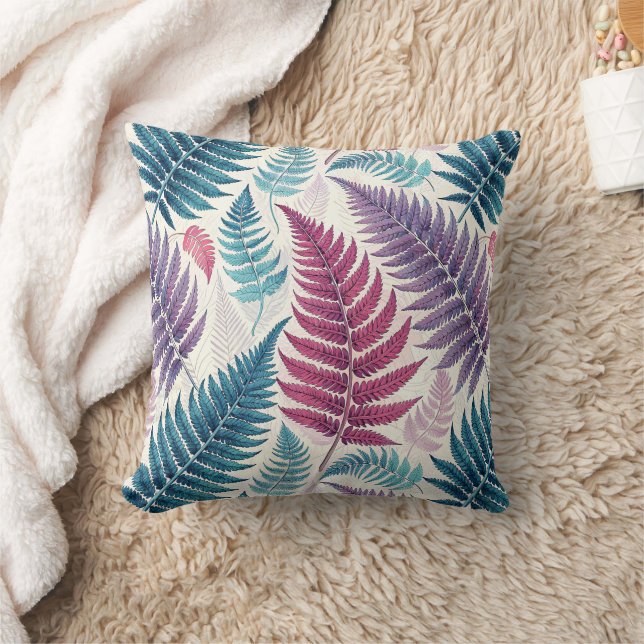 Vintage-style botanical fern leaves kudde (Filt)