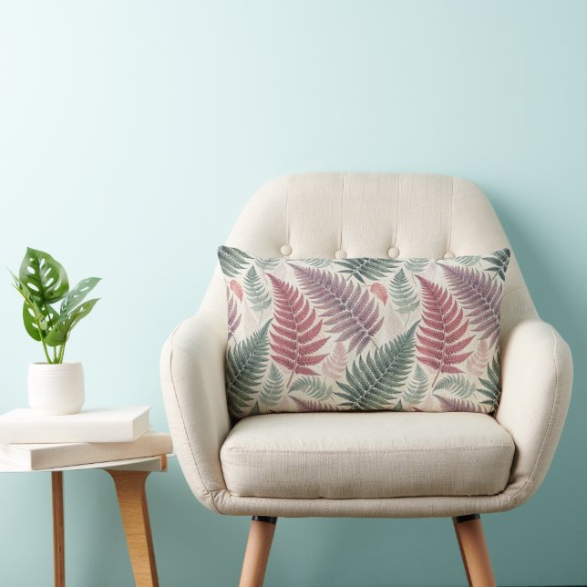 Vintage-style botanical fern leaves lumbarkudde (Stol)