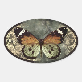 Vintage Style Butterfly Gothic Ovalt Klistermärke