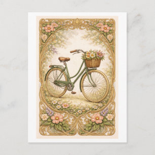 Vintage-Style Cykelillustration Vykort