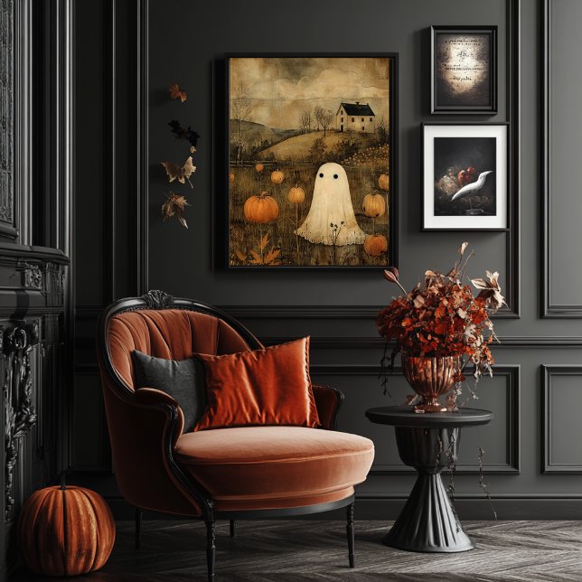 Vintage Style Halloween Ghost Farmhouse Vibe  Poster (Skapare uppladdad)