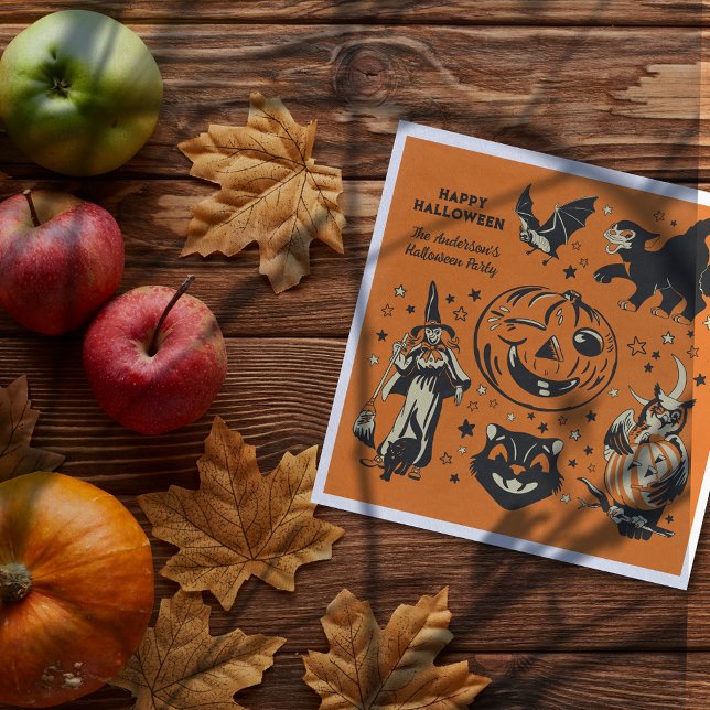Vintage Style Halloween Graphics Personalized Pappersservett (Skapare uppladdad)