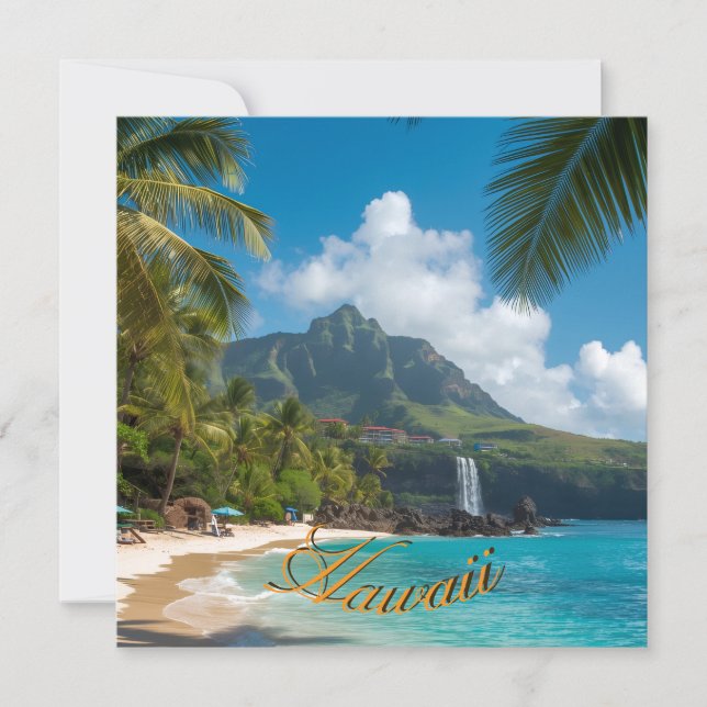 Vintage Style Hawaiian Travel Blue Sea Card (Framsida)