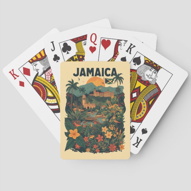 Vintage Style Jamaica Travel Illustration Casinokort (Baksidan)