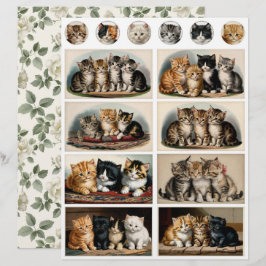 Vintage Style Kittens Ephemera Fussy Cuts
