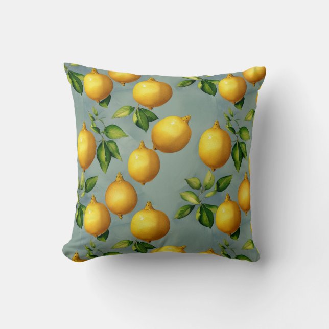 Vintage Style Lemons Pattern Wallpaper Art Kudde (Framsida)