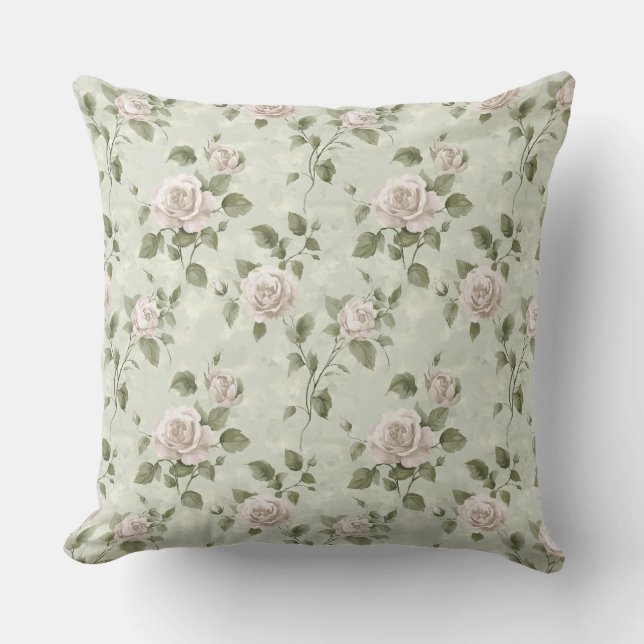 Vintage style neutral floral pattern kudde (Framsida)