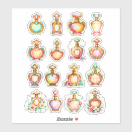 Vintage Style Perfume Bottle Sheet of Stickers Klistermärken