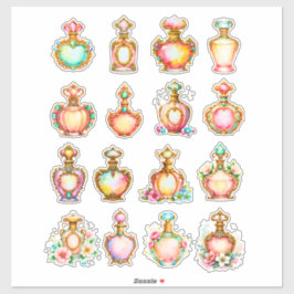 Vintage Style Perfume Bottles Sheet of Stickers Klistermärken