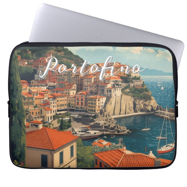 Vintage Style Portofino Genova Italy Laptop Fodral (Framsidan)