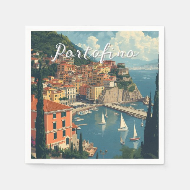 Vintage Style Portofino Genova Italy Pappersservett (Framsidan)