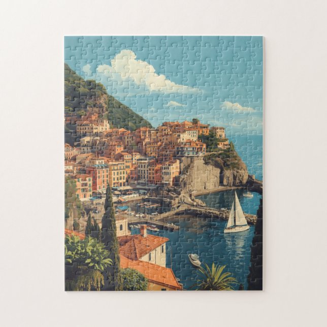Vintage Style Portofino Genova Italy Pussel (Vertikal)