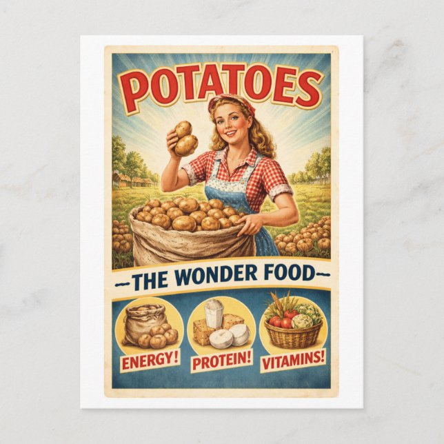 Vintage-Style Potato Advertisement Vykort (Framsida)