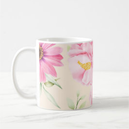 Vintage Style print with pink flowers & Roses Kaffemugg