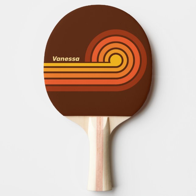 Vintage Style Ränder med Namn Pingisracket (Framsidan)
