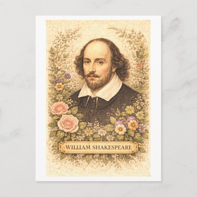 Vintage-Style William Shakespeare Författare Vykort (Framsida)