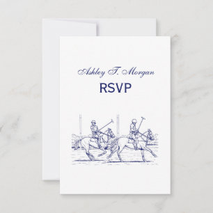 Vintage Styliserad Polomatch-ritning #2 Blå RSVP OSA Kort