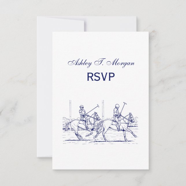 Vintage Styliserad Polomatch-ritning #2 Blå RSVP OSA Kort (Framsida)