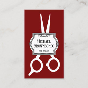 Vintage Stylist Barber Scissors burgundy Visitkort