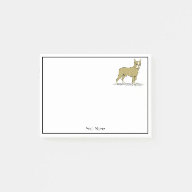 Vintage Stylized Fransk Bulldog C Post-it Block (Framsida)