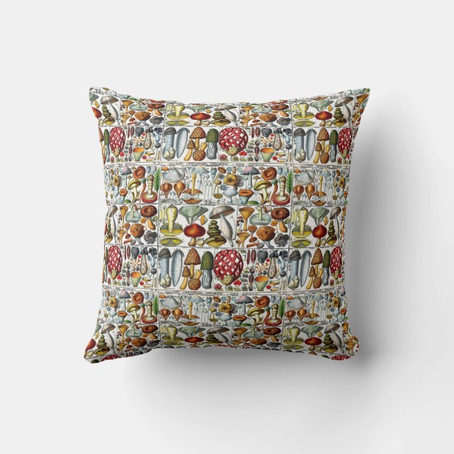 Vintage Stylized Mushroom Fungi DIY Färg BG Kudde (Baksida)
