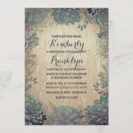 Vintage Succulents Rustic Bröllop Inbjudningar