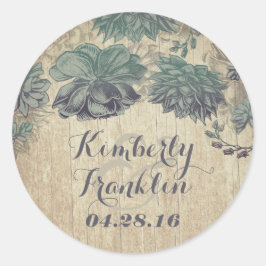 Vintage Succulents Rustic Bröllop Runt Klistermärke