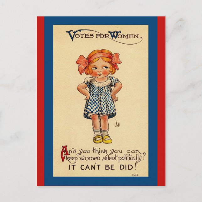 Vintage Suffragettes Cute Little Girl Image Vykort (Framsida)