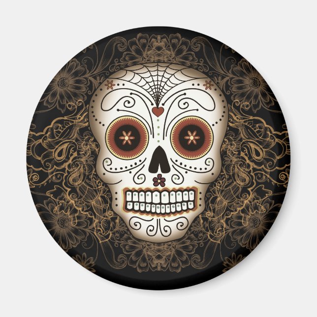 Vintage Sugar Skull Magnet (Framsidan)