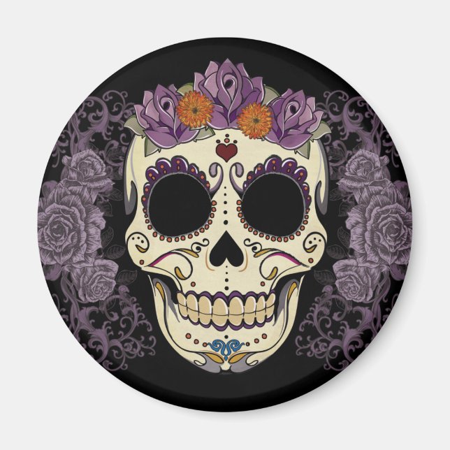 Vintage Sugar Skull Magnet (Framsidan)