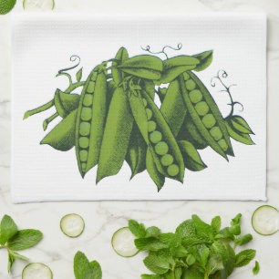 Vintage Sugar Snap Ärtor, Hälsosamma Matgrönsaker Kökshandduk