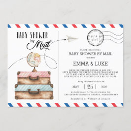 Vintage Suitcase Baby Shower by Mail Long Avstånd Inbjudningar