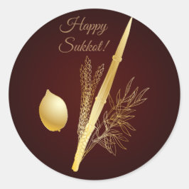 Vintage Sukkot Festival Jewish Helgdag Lulav Etrog Runt Klistermärke
